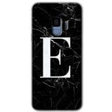 MRCİLETİSİMmrc-16885 Siyah Mermer Desenli E Harfi Kılıf HD Desen Baskılı Arka Kapak Samsung Galaxy S9 ile uyumlu