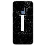 MRCİLETİSİMmrc-16891 Siyah Mermer Desenli I Harfi Kılıf HD Desen Baskılı Arka Kapak Samsung Galaxy S9 ile uyumlu