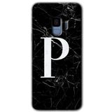 MRCİLETİSİMmrc-16900 Siyah Mermer Desenli P Harfi Kılıf HD Desen Baskılı Arka Kapak Samsung Galaxy S9 ile uyumlu