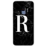 MRCİLETİSİMmrc-16901 Siyah Mermer Desenli R Harfi Kılıf HD Desen Baskılı Arka Kapak Samsung Galaxy S9 ile uyumlu