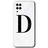 MRCİLETİSİMmrc-176344 Beyaz Mermer Desenli D Harfi Kılıf Kapak Hayalet Ekran Yandan Gözükmez Samsung Galaxy M12 ile uyumlu
