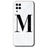 MRCİLETİSİMmrc-176355 Beyaz Mermer Desenli M Harfi Kılıf Kapak Hayalet Ekran Yandan Gözükmez Samsung Galaxy M12 ile uyumlu