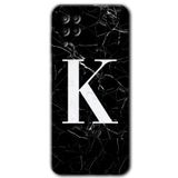 MRCİLETİSİMmrc-176394 Siyah Mermer Desenli K Harfi Kılıf Kapak Hayalet Ekran Yandan Gözükmez Samsung Galaxy M12 ile uyumlu