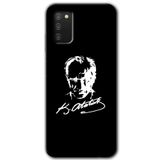 MRCİLETİSİMmrc-18570 Atatürk Silüet İmza Kılıf Baskılı Kapak Tam Ekran Koruyucu Samsung Galaxy A02s ile uyumlu