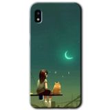 MRCİLETİSİMmrc-18742 Kedili Kız Kılıf Baskılı Kapak Tam Ekran Koruyucu Samsung Galaxy A10 ile uyumlu