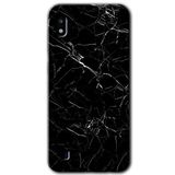 MRCİLETİSİMmrc-18923 Siyah Mermer Kılıf Baskılı Kapak Tam Ekran Koruyucu Samsung Galaxy A10 ile uyumlu