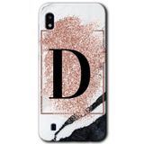 MRCİLETİSİMmrc-19012 Pembe Mermer Desenli D Harfi Kılıf Baskılı Kapak Tam Ekran Koruyucu Samsung Galaxy A10 ile uyumlu