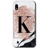 MRCİLETİSİMmrc-19021 Pembe Mermer Desenli K Harfi Kılıf Baskılı Kapak Tam Ekran Koruyucu Samsung Galaxy A10 ile uyumlu