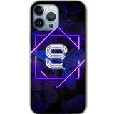 MRCİLETİSİMmrc-190250 Dark Neon Yaprak S Harfi Kılıf Baskılı Kapak Tam Kaplayan Mat Seramik iPhone 13 Pro Max ile uyumlu