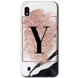 MRCİLETİSİMmrc-19036 Pembe Mermer Desenli Y Harfi Kılıf Baskılı Kapak Tam Ekran Koruyucu Samsung Galaxy A10 ile uyumlu
