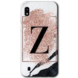 MRCİLETİSİMmrc-19037 Pembe Mermer Desenli Z Harfi Kılıf Baskılı Kapak Tam Ekran Koruyucu Samsung Galaxy A10 ile uyumlu