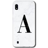 MRCİLETİSİMmrc-19039 Beyaz Mermer Desenli A Harfi Kılıf Baskılı Kapak Tam Ekran Koruyucu Samsung Galaxy A10 ile uyumlu