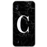 MRCİLETİSİMmrc-19082 Siyah Mermer Desenli C Harfi Kılıf Baskılı Kapak Tam Ekran Koruyucu Samsung Galaxy A10 ile uyumlu