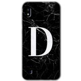 MRCİLETİSİMmrc-19084 Siyah Mermer Desenli D Harfi Kılıf Baskılı Kapak Tam Ekran Koruyucu Samsung Galaxy A10 ile uyumlu