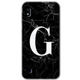 MRCİLETİSİMmrc-19088 Siyah Mermer Desenli G Harfi Kılıf Baskılı Kapak Tam Ekran Koruyucu Samsung Galaxy A10 ile uyumlu
