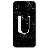 MRCİLETİSİMmrc-19105 Siyah Mermer Desenli U Harfi Kılıf Baskılı Kapak Tam Ekran Koruyucu Samsung Galaxy A10 ile uyumlu