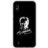 MRCİLETİSİMmrc-19120 Atatürk Silüet İmza Kılıf Baskılı Kapak Tam Ekran Koruyucu Samsung Galaxy A10 ile uyumlu