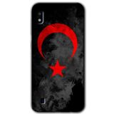 MRCİLETİSİMmrc-19132 Black Ayyıldız Kılıf Baskılı Kapak Tam Ekran Koruyucu Samsung Galaxy A10 ile uyumlu