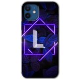 MRCİLETİSİMmrc-192431 Dark Neon Yaprak L Harfi Kılıf Baskılı Kapak Tam Kaplayan Mat Seramik iPhone 12 Mini ile uyumlu