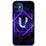 MRCİLETİSİMmrc-192453 Dark Neon Yaprak U Harfi Kılıf Baskılı Kapak Tam Kaplayan Mat Seramik iPhone 12 Mini ile uyumlu