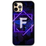 MRCİLETİSİMmrc-192973 Dark Neon Yaprak F Harfi Kılıf Baskılı Kapak Tam Kaplayan Mat Seramik iPhone 12 Pro ile uyumlu