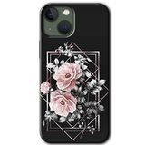 MRCİLETİSİMmrc-193744 Retro Çiçek 1 Kılıf Baskılı Kapak Tam Kaplayan Mat Seramik iPhone 13 Mini ile uyumlu