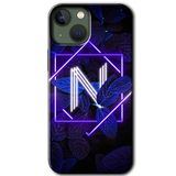 MRCİLETİSİMmrc-194083 Dark Neon Yaprak N Harfi Kılıf Baskılı Kapak Tam Kaplayan Mat Seramik iPhone 13 Mini ile uyumlu