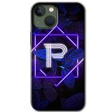 MRCİLETİSİMmrc-194098 Dark Neon Yaprak P Harfi Kılıf Baskılı Kapak Tam Kaplayan Mat Seramik iPhone 13 Mini ile uyumlu