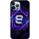 MRCİLETİSİMmrc-194650 Dark Neon Yaprak S Harfi Kılıf Baskılı Kapak Tam Kaplayan Mat Seramik iPhone 13 Pro ile uyumlu
