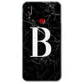 MRCİLETİSİMmrc-19630 Siyah Mermer Desenli B Harfi Kılıf Baskılı Kapak Tam Ekran Koruyucu Samsung Galaxy A10s ile uyumlu