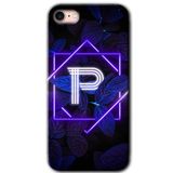 MRCİLETİSİMmrc-198498 Dark Neon Yaprak P Harfi Kılıf Baskılı Kapak Tam Kaplayan Mat Seramik iPhone SE 2020 ile uyumlu