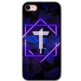 MRCİLETİSİMmrc-199052 Dark Neon Yaprak T Harfi Kılıf Baskılı Kapak Tam Kaplayan Mat Seramik iPhone SE 2022 ile uyumlu