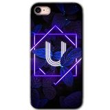 MRCİLETİSİMmrc-199053 Dark Neon Yaprak U Harfi Kılıf Baskılı Kapak Tam Kaplayan Mat Seramik iPhone SE 2022 ile uyumlu