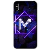 MRCİLETİSİMmrc-199582 Dark Neon Yaprak M Harfi Kılıf Baskılı Kapak Tam Kaplayan Mat Seramik iPhone X ile uyumlu