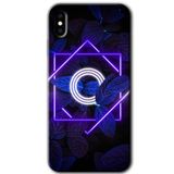 MRCİLETİSİMmrc-199584 Dark Neon Yaprak O Harfi Kılıf Baskılı Kapak Tam Kaplayan Mat Seramik iPhone X ile uyumlu