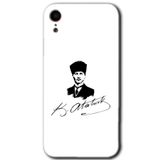 MRCİLETİSİMmrc-200098 Kemal Atatürk İmza Kılıf Baskılı Kapak Tam Kaplayan Mat Seramik iPhone XR ile uyumlu