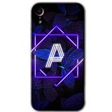 MRCİLETİSİMmrc-200118 Dark Neon Yaprak A Harfi Kılıf Baskılı Kapak Tam Kaplayan Mat Seramik iPhone XR ile uyumlu