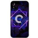 MRCİLETİSİMmrc-200134 Dark Neon Yaprak O Harfi Kılıf Baskılı Kapak Tam Kaplayan Mat Seramik iPhone XR ile uyumlu