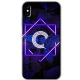 MRCİLETİSİMmrc-200684 Dark Neon Yaprak O Harfi Kılıf Baskılı Kapak Tam Kaplayan Mat Seramik iPhone Xs ile uyumlu