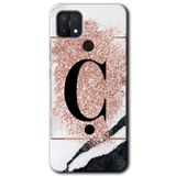 MRCİLETİSİMmrc-202162 Pembe Mermer Desenli Ç Harfi Kılıf Baskılı Kapak Tam Kaplayan Mat Seramik Oppo A15s ile uyumlu
