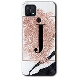 MRCİLETİSİMmrc-202170 Pembe Mermer Desenli J Harfi Kılıf Baskılı Kapak Tam Kaplayan Mat Seramik Oppo A15s ile uyumlu