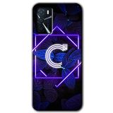 MRCİLETİSİMmrc-202869 Dark Neon Yaprak C Harfi Kılıf Baskılı Kapak Tam Kaplayan Mat Seramik Oppo A16 ile uyumlu