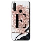 MRCİLETİSİMmrc-203264 Pembe Mermer Desenli E Harfi Kılıf Baskılı Kapak Tam Kaplayan Mat Seramik Oppo A31 ile uyumlu