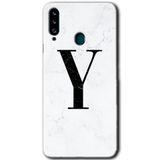 MRCİLETİSİMmrc-21278 Beyaz Mermer Desenli Y Harfi Kılıf Baskılı Kapak Tam Ekran Koruyucu Samsung Galaxy A20s ile uyumlu