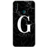 MRCİLETİSİMmrc-21288 Siyah Mermer Desenli G Harfi Kılıf Baskılı Kapak Tam Ekran Koruyucu Samsung Galaxy A20s ile uyumlu