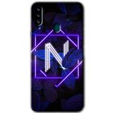 MRCİLETİSİMmrc-21382 Dark Neon Yaprak N Harfi Kılıf Baskılı Kapak Tam Ekran Koruyucu Samsung Galaxy A20s ile uyumlu