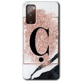MRCİLETİSİMmrc-2511 Pembe Mermer Desenli Ç Harfi Kılıf HD Desen Baskılı Arka Kapak Samsung Galaxy S20 FE ile uyumlu