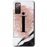 MRCİLETİSİMmrc-2517 Pembe Mermer Desenli İ Harfi Kılıf HD Desen Baskılı Arka Kapak Samsung Galaxy S20 FE ile uyumlu