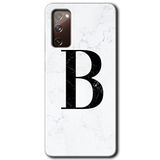 MRCİLETİSİMmrc-2538 Beyaz Mermer Desenli B Harfi Kılıf HD Desen Baskılı Arka Kapak Samsung Galaxy S20 FE ile uyumlu