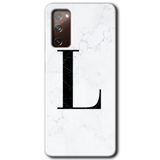 MRCİLETİSİMmrc-2552 Beyaz Mermer Desenli L Harfi Kılıf HD Desen Baskılı Arka Kapak Samsung Galaxy S20 FE ile uyumlu
